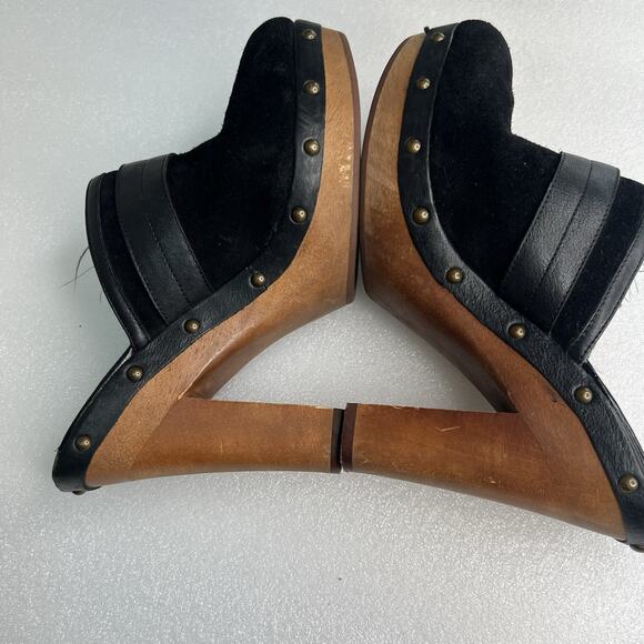 Lauren Ralph Lauren Stasia Sport Suede Platform Mule Clog Black Sz‎ 8M Studded - Picture 11 of 13